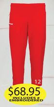 Load image into Gallery viewer, Lady Flags RED CCM Warmup Pants with # Embroidered.