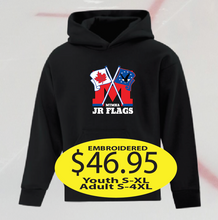 Load image into Gallery viewer, JR Flags Hoodie with large logo embroidered