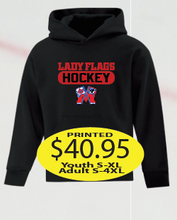 Load image into Gallery viewer, Lady Flags Hoodie Hokey Logo Printed