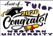 Load image into Gallery viewer, Graduation 2026 #02 CLASSIC Lawn Sign includes yard stake