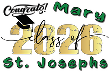 Load image into Gallery viewer, Graduation 2026 #3 RETRO Lawn Sign includes yard stake.