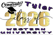 Load image into Gallery viewer, Graduation 2026 #3 RETRO Lawn Sign includes yard stake.