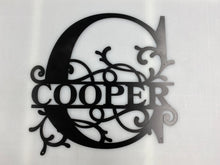 Load image into Gallery viewer, Family Letter Monogram CLASSIC Vines , 18"-36" 14 ga metal , powder coated.