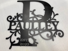 Load image into Gallery viewer, Family Letter Monogram CLASSIC Vines , 18"-36" 14 ga metal , powder coated.