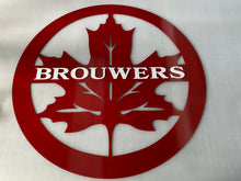 Load image into Gallery viewer, Maple Leaf Round Wirth Family name or address 24", 14 ga metal , powder coated
