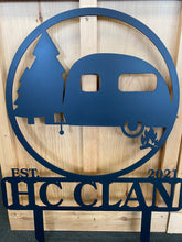 Load image into Gallery viewer, Camp Trailer Scene #1 with Name 24" ,14 ga metal , powder coated