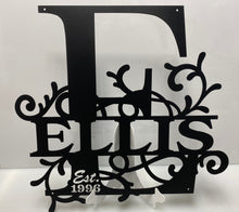 Load image into Gallery viewer, Family Letter Monogram CLASSIC Vines , 18"-36" 14 ga metal , powder coated.
