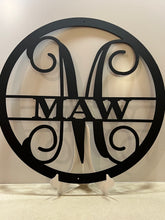 Load image into Gallery viewer, Family Letter Monogram Classic Round 18-36" , 14 ga metal , powder coated.