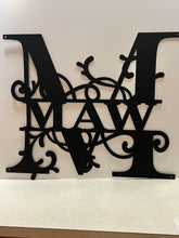 Load image into Gallery viewer, Family Letter Monogram CLASSIC Vines , 18"-36" 14 ga metal , powder coated.