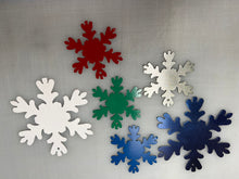 Load image into Gallery viewer, Snowflake Christmas Ornament Bundle of 4" and 6" snowflakes , 14 ga metal , powder coated
