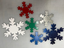 Load image into Gallery viewer, Snowflake Christmas Ornament Bundle of 4" and 6" snowflakes , 14 ga metal , powder coated