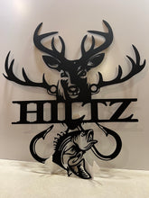 Load image into Gallery viewer, Deer-Fish Family Monogram 24"-36" 14 ga metal , powder coated.