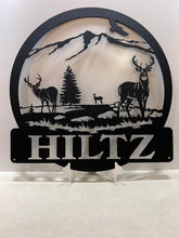 Load image into Gallery viewer, Wildlife Mountain Scene with Deer 24-36" ,14 ga metal , powder coated