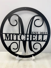 Load image into Gallery viewer, Family Letter Monogram Classic Round 18-36&quot; , 14 ga metal , powder coated.
