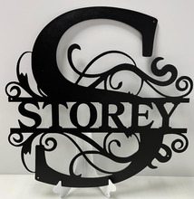 Load image into Gallery viewer, Family Letter Monogram Classic Pointed Vines 18-36&quot; , 14 ga metal , powder coated.
