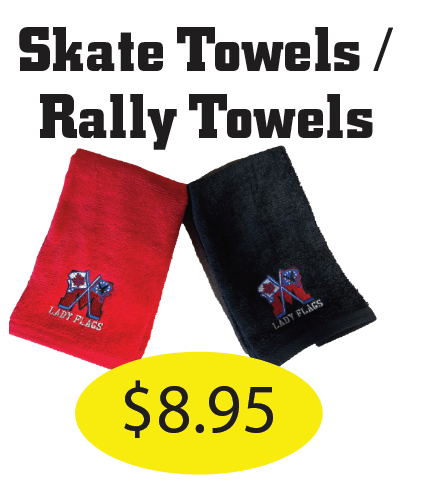 Lady Flags Rally Towel/Skate Towel with Logo Embroidered.