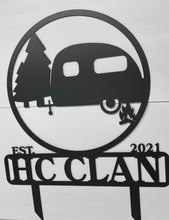 Load image into Gallery viewer, Camp Trailer Scene #1 with Name 24" ,14 ga metal , powder coated