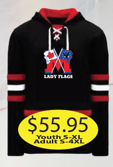 Lady Flags Game Hoodie #2 with large logo embroidered