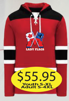 Lady Flags Game Hoodie #3 with large logo embroidered