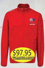 Load image into Gallery viewer, Lady Flags RED CCM Warmup Jacket with Logo Embroidered.
