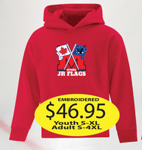 Load image into Gallery viewer, JR Flags Hoodie with large logo embroidered
