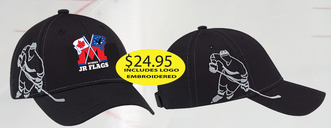 JR Flags Baseball Hat Hockey Player adjustable with Logo Embroidered