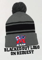 JR Flags Pom Pom GREY Toque with Regular or Blacked Out Logo Embroidered.