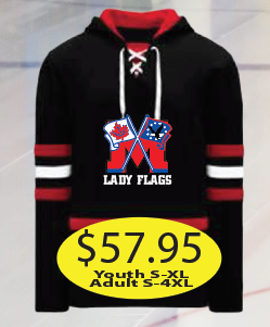 Lady Flags Game Hoodie #2 with large logo embroidered.