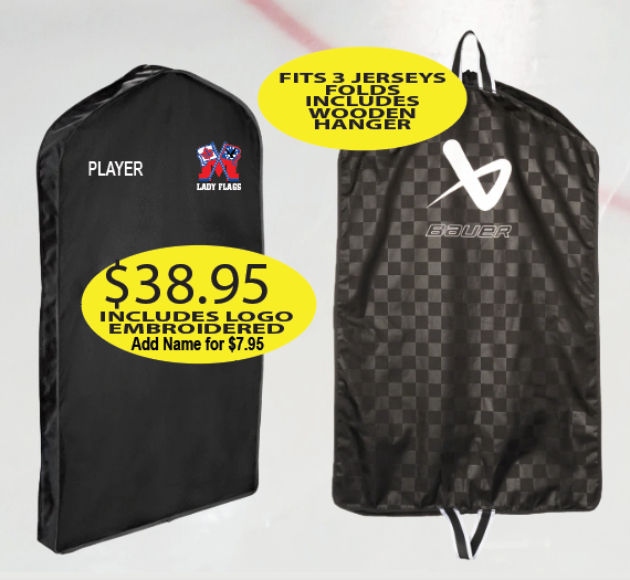 Lady Flags Bauer Garment Bag with Logo Embroidered.