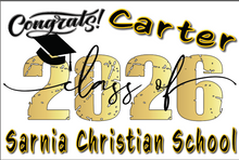 Load image into Gallery viewer, Graduation 2026  #3 RETRO Lawn Sign includes yard stake.

