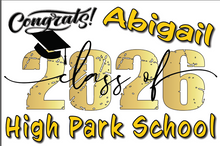 Load image into Gallery viewer, Graduation 2026  #3 RETRO Lawn Sign includes yard stake.
