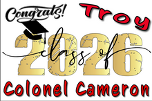 Load image into Gallery viewer, Graduation 2026  #3 RETRO Lawn Sign includes yard stake.
