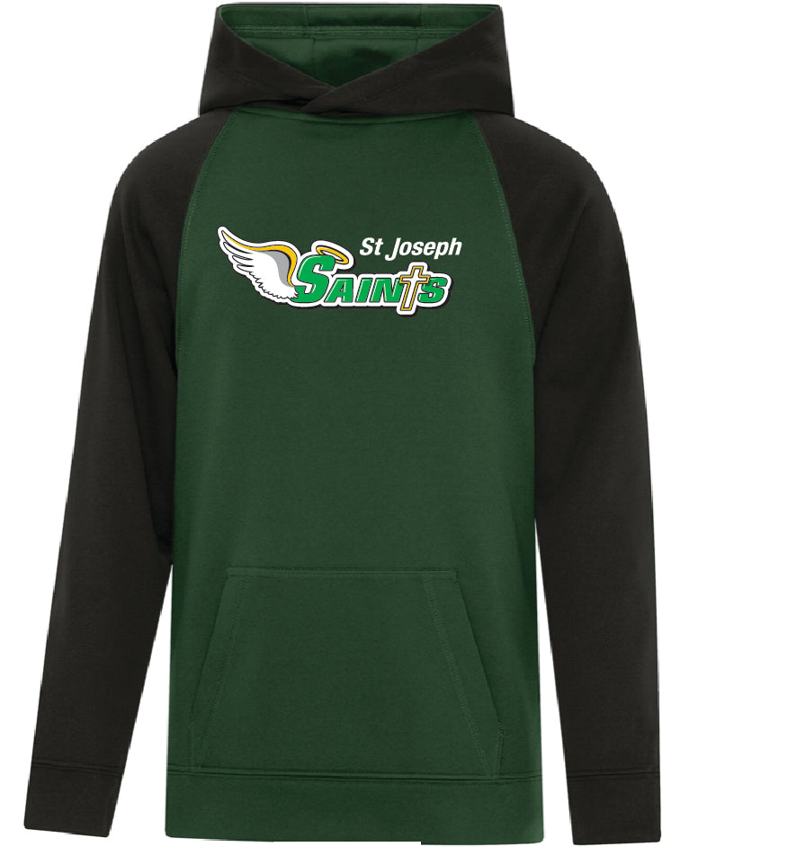 St Joseph Saints Performance Hoodie Green/Black with Large Logo EMBROIDERED