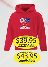 Load image into Gallery viewer, JR Flags Hoodie with large logo printed or embroidered
