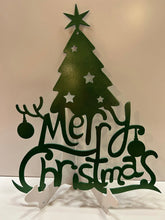 Load image into Gallery viewer, Merry Christmas Tree 13&quot;x16&quot; , 14 ga metal , powder coated.
