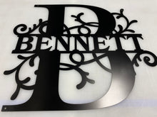 Load image into Gallery viewer, Family Letter Monogram CLASSIC Vines , 18&quot;-36&quot; 14 ga metal , powder coated.
