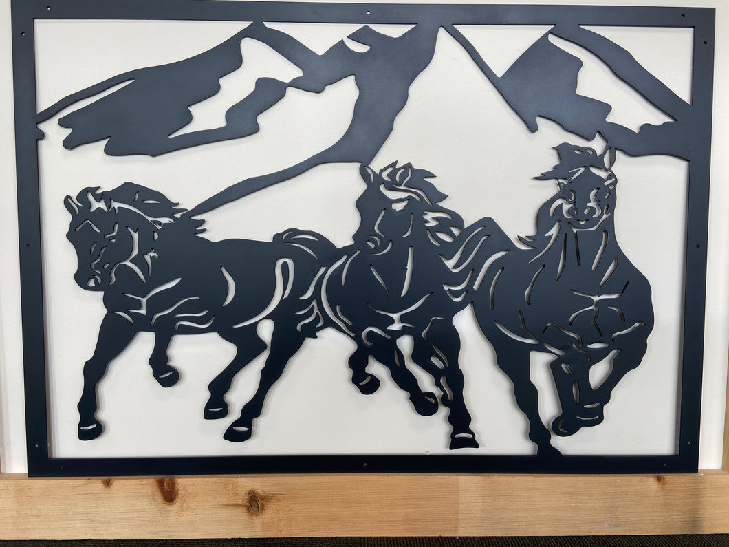 Horse Scene ,14 ga metal , powder coated