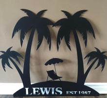 Load image into Gallery viewer, Palm Tree  Island Scene 18-36”,  14 ga metal , powder coated
