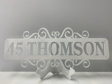 Load image into Gallery viewer, Scroll Address Sign 24-32&quot; ,14 ga metal , powder coated
