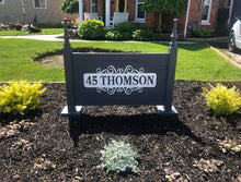 Load image into Gallery viewer, Scroll Address Sign 24-32&quot; ,14 ga metal , powder coated
