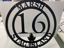 Load image into Gallery viewer, Address Sign 24&quot; Circle with Name,Street , 14 ga metal , powder coated
