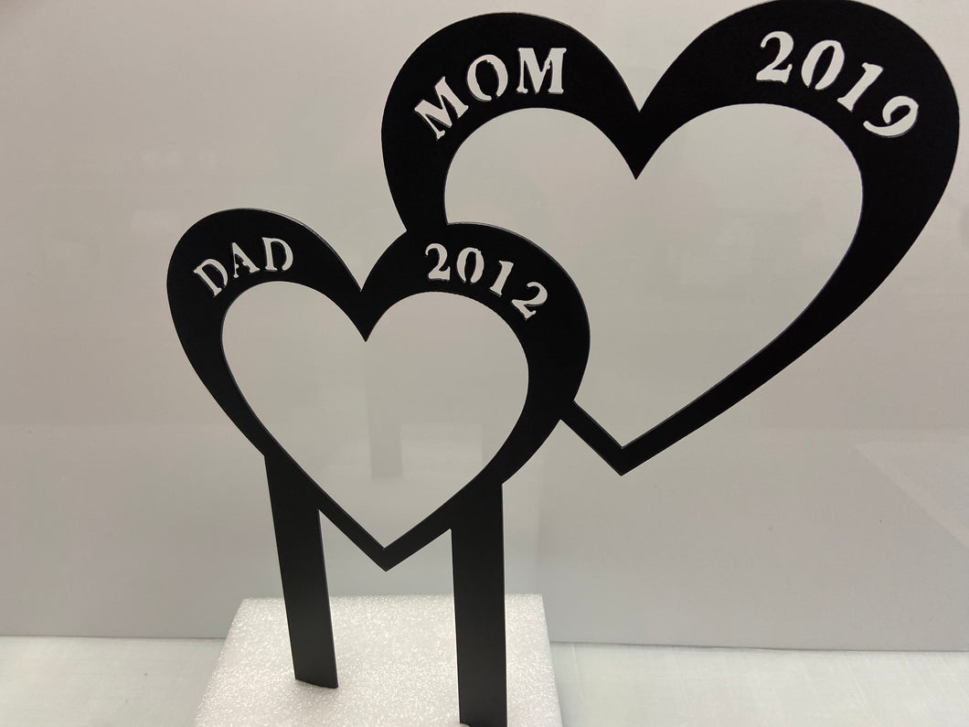 Memorial Hearts (DOUBLE) , 14 ga metal , powder coated