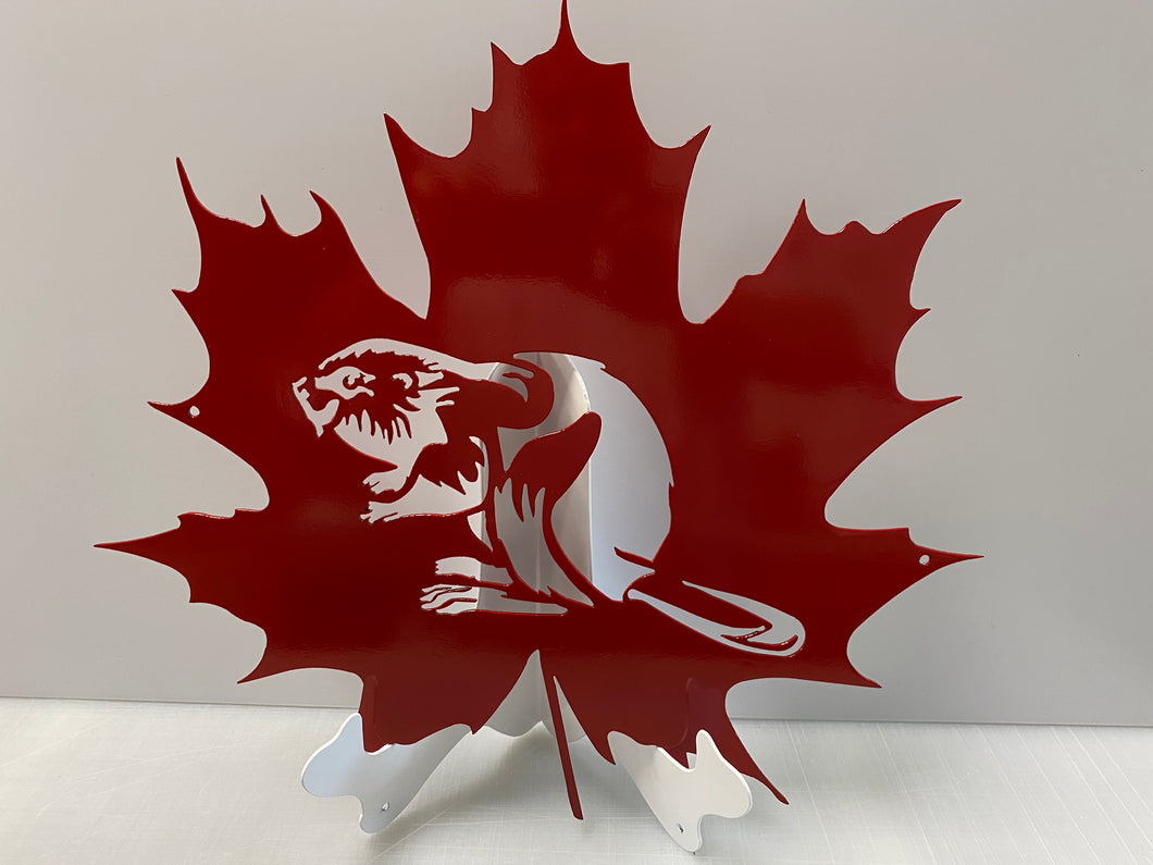 Beaver Maple Leaf, 14 ga metal , powder coated