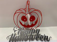 Load image into Gallery viewer, Happy Halloween Sign with Pumpkin 21&quot;x8&quot; and 15&quot;x15&quot; , 14 ga metal , powder coated
