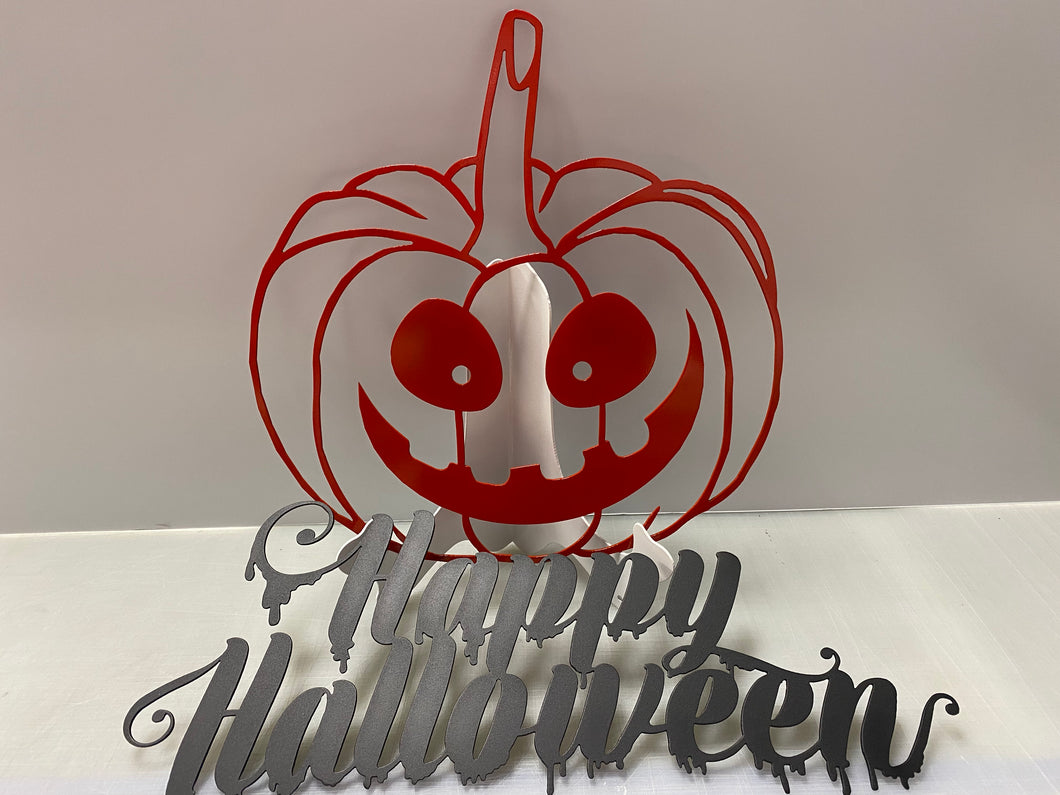 Happy Halloween Sign with Pumpkin 21