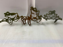 Load image into Gallery viewer, Frog Trio ! 23&quot; x7&quot;, 14 ga metal , powder coated
