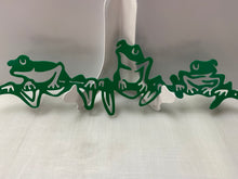 Load image into Gallery viewer, Frog Trio ! 23&quot; x7&quot;, 14 ga metal , powder coated
