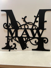 Load image into Gallery viewer, Family Letter Monogram CLASSIC Vines , 18&quot;-36&quot; 14 ga metal , powder coated.
