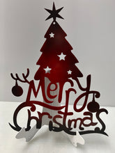 Load image into Gallery viewer, Merry Christmas Tree 13&quot;x16&quot; , 14 ga metal , powder coated.
