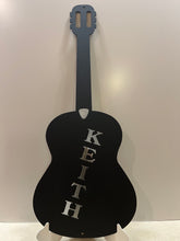 Load image into Gallery viewer, Guitar Silhouette With Name  24: Tall, 14 ga metal , powder coated.
